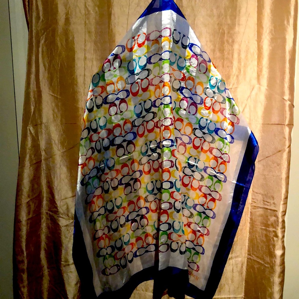 Huge coach scarf multicolored silk